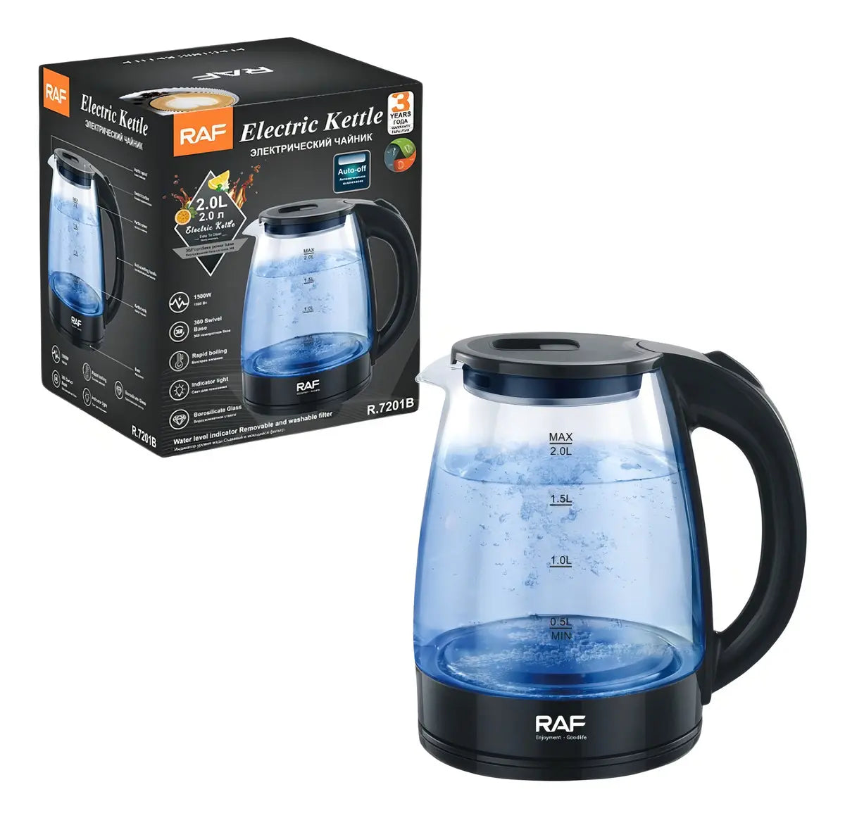 Hervidor Eléctrico RAF R.7218 1500W 2 Litros ---