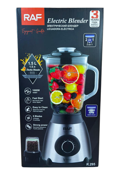 Licuadora RAF R.295 — 1000W con Vaso de Vidrio y Molinillo