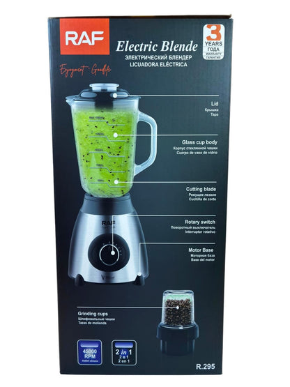 Licuadora RAF R.295 — 1000W con Vaso de Vidrio y Molinillo