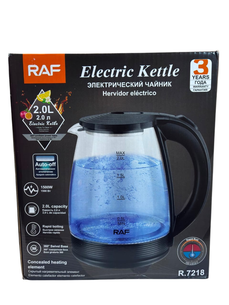 Hervidor Eléctrico RAF R.7218 1500W 2 Litros ---